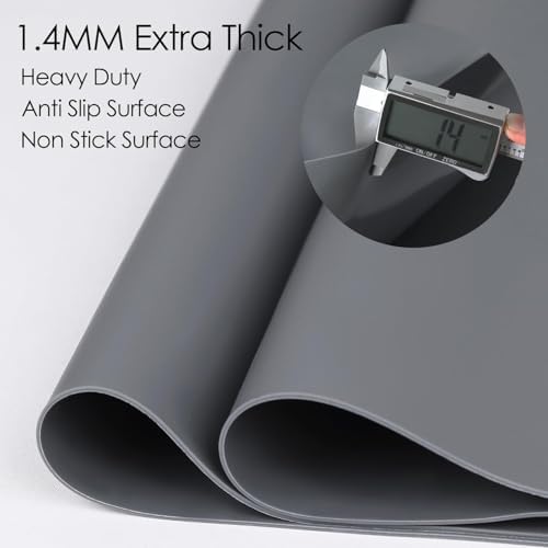 Extra Large Silicone Mat for Kitchen Counter, 31.5x16.9 Inch Heat Resistant Mat Countertop Protector, Non-Stick and Thick Silicone Pad Silicone Baking Mat for Dough and Pastry, Dark Gray