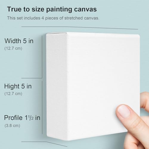 AUREUO 5x5 Inch Gallery Wrapped Canvas 1.5 Inch Depth 4 Pack