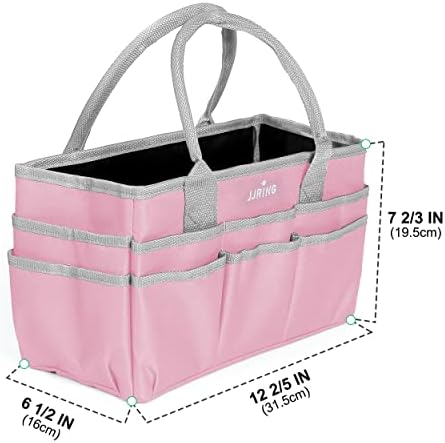 JJRING 600D Nylon Craft & Art Organizer Tote Bag With Pockets, Pink