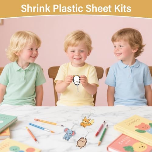 161 Pcs Shrink Paper Keychain Kit,30 Shrink Plastic Sheets for Kids