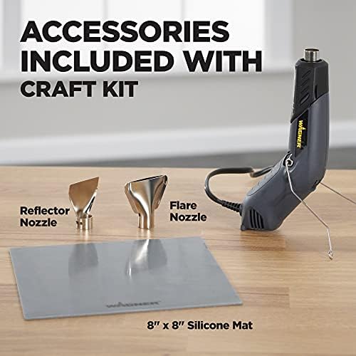 Wagner Spraytech HT400 Craft Kit Dual-Temperature Heat Gun, 450°F and 680°F | Dual Low 450°F and High 680°F settings support embossing, candle making, shrink wrap and other craft projects.