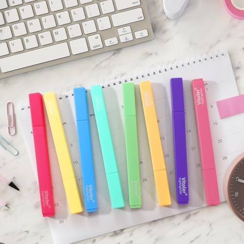 Vitoler Highlighters,Pastel,Quick Dry,Chisel Tip,Aesthetic 8Pcs | Cute Pastel,No Bleed,Bible Study for Journaling Planner Notes School Supplie