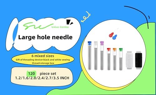 120 Packs of Large Eye Needle Hand Sewing Needles -Large Hole Needle Suitable for Visually impaired Individuals - can be Used for Embroidery, Sewing, 6-Color Storage Tube