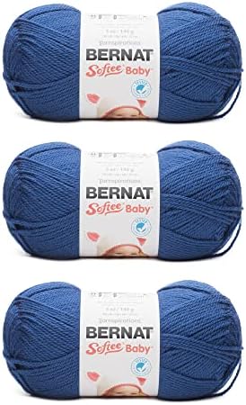 Bernat Softee Baby Yarn for Crocheting Soft, Navy, 3-Pack