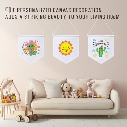 16pcs Blank Canvas Banners 10.82"x11.81",12oz Fabric Canvas Wall hanging Art for DIY Kids Room Decor,Jewelry Storage Case Stand Enamel Pin Wall Display Banners for Enamel Lapel Badge Collection,Birthday,Educational Play