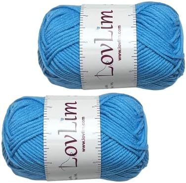 Yarn Pack, 2 skeins of 50g Each, Soft Cotton Yarn for Crochet and Knitting, Craft DK Amigurumi Yarn (Light Blue)
