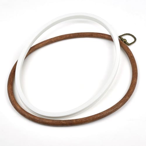 Celley Embroidery Hoops, Oval Imitated Wood Design, 3 Pcs