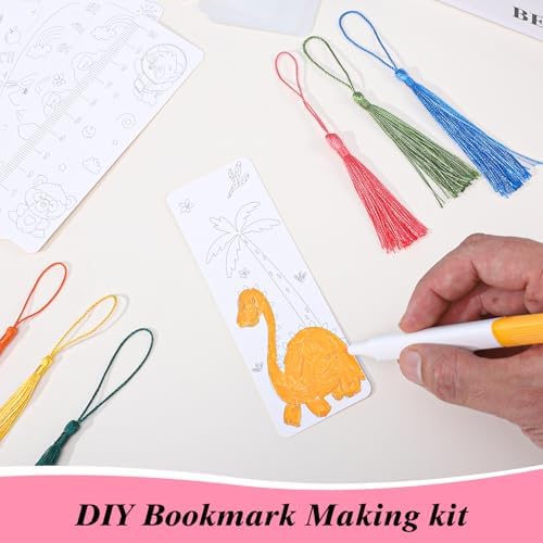 451Pcs DIY Bookmark Making Kit with Laminating Pouches, Tassels, Punch
