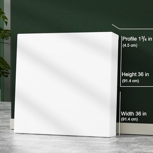 PHOENIX 36x36 Inch 2 Pack Heavy Duty Stretched Canvas - 1 3/4" Thick Extra Large Square Canvas for Painting - Master Series 15 Oz. Gesso Primed Cotton Archival Canvases for Professional Artists