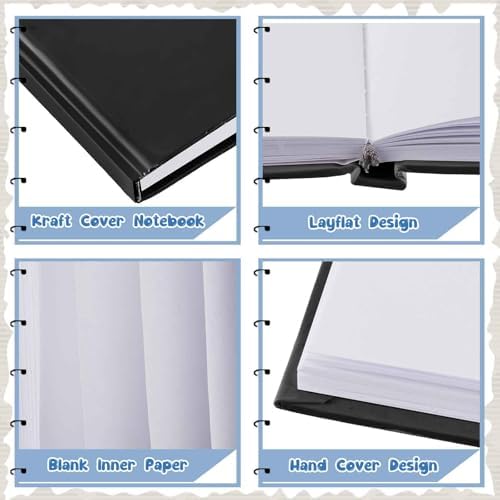 Henoyso 8 Pcs A5 Blank Notebook Journal Hardcover Sketchbook, 8.3 x 5.7 in