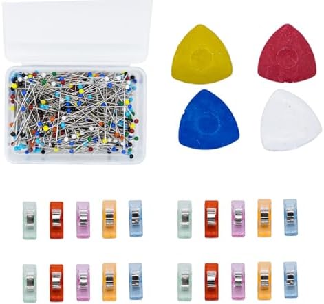 WEAXIO 610pcs Sewing Tools Kit - 100 Sewing Clips, 500 Quilting Pins, 10 Tailor Chalks for Sewing and Quilting, Quilting Clips for Binding, Sewing Accessories and Supplies