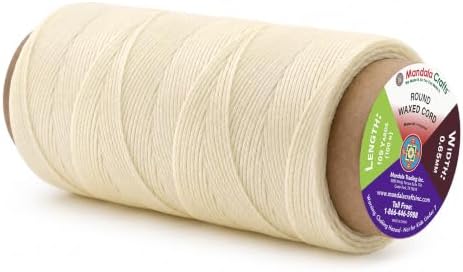 Mandala Crafts 100M 0.65mm Natural Round Waxed Thread for Leather Sewing