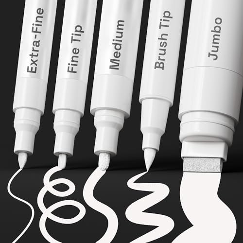 ARTISTRO White Paint Pens - Various Tips - Set of 5