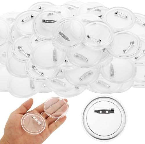 YAYODS 100 Pcs Blank Button Pins 2.25 inch/58mm DIY Photo Button Clear Pins Buttons, Blank Button Pins Bulk for Picture Make Your Own Buttons Maker DIY Crafts Supplies