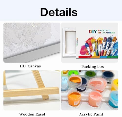 HeeBenor Framed Paint by Numbers Kit for Adults, Seaside Town Paint by Number with Easel, DIY Landscape Oil Painting by Number, Adult Paint by Number Kits Framed Canvas for Home Wall Decor 8x12 Inch