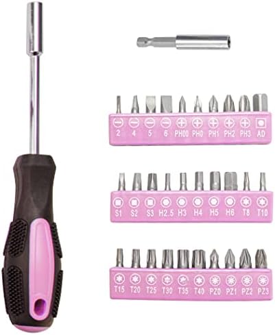 CARTMAN Complete Household Tool Set, Pink Hand Kit With Storage Case | Versatile tool assortment for home repairs, DIY projects, furniture setup, crafting, and daily household fixes in toolbox.