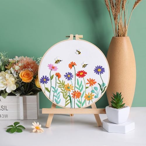 Louise Maelys Embroidery Kit for Beginners Daisy Flower Bee Stitch Set