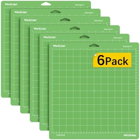 WORKLION Standard Cutting Mat Compatible With Cricut,6 Pack | 12''x12'' Cutting Mat Compatible With Explore One/Air/Air 2/Maker, Adhesive Mat Vinyl Mat, Replacement Accessories