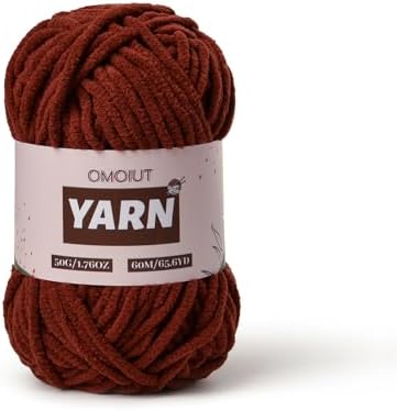 Plush Chenille Chunky Crochet Yarn - Baby Yarn for Crocheting Soft - Velvet Yarns Knitting for Blankets Crafts - Fluffy Amigurumi Yarns 50g / 65.6yd (Coffee)