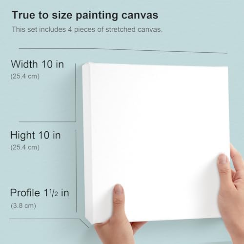 AUREUO 10x10 Inch Gallery Wrapped Canvas 1.5 Inch Depth 4 Pack