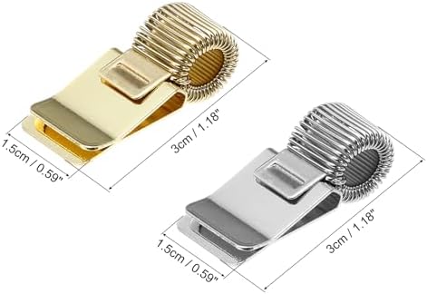 PATIKIL 2Pcs Pen Holder Clips, Metal Pen Clip Holder Adjustable Loop Pen Pencil Organizer with Single Spring Loop for Notebook, Clipboard, Silver Tone, Gold Tone