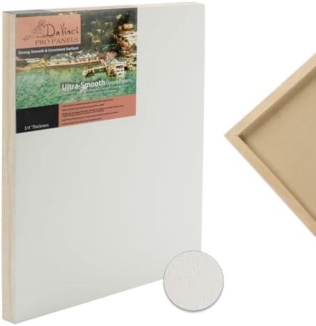 Da Vinci Pro Ultra Smooth Wood Canvas Gesso Board - 2" Deep, 16x16 Single White Acrylic Polymer Gesso Panels for Painting Fine Portraits and Ultra Fine Detail Illustrations and Artwork