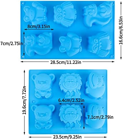 Beasea Animal Soap Molds, 2 Pack Large 3D Silicone Mat Chocolate Cake Candy Cookie Baking Making Clay Ice DIY Hard Resin Gummy Cube Tray Set Decoration Handmade Craft Bear Shape