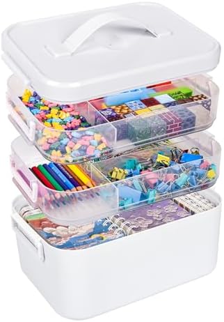 13.3 QT Art Supply Storage Organizer, 3-Tier with Removable Trays