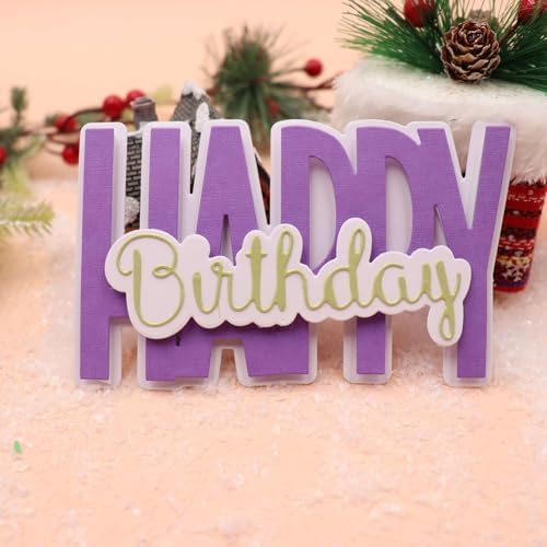 Scrapbooking Die-Cuts for Card Making, Christmas Metal Cutting Dies, Paper Craft Punch Template, Background Embossing Stencils, DIY Album Décor (Happy Birthday B)