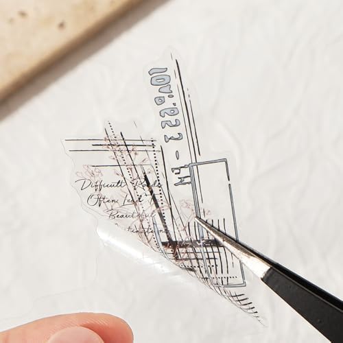 180PCS Vintage Transparent Border Landscape Scrapbooking Stickers for Journaling Retro Clear Journal Stickers for Planners Aesthetic Planner Sticker Set for Crafts Cards Calender Scrapbook Accessories