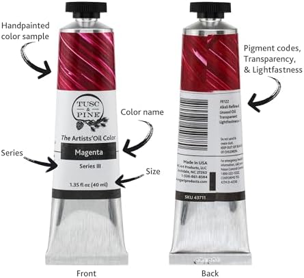 Tusc & Pine Artist Oil Paint - 40 ml Set of 3 - Assorted Jewel Tone Colors - Non-Yellowing, Creamy Consistency, Max Pigment Load, Small Batch Milled Oil Paints Developed for Professional Artists
