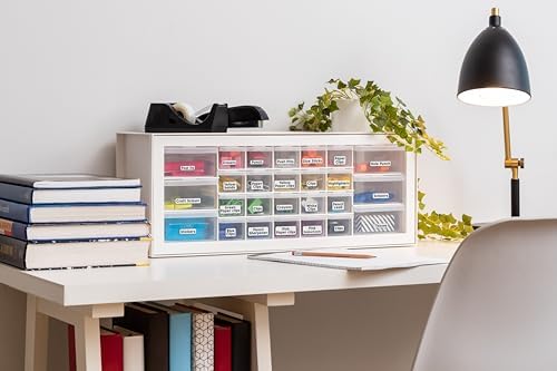 IRIS USA 26-Drawer Teacher Toolbox, Building Bricks Craft Storage, White