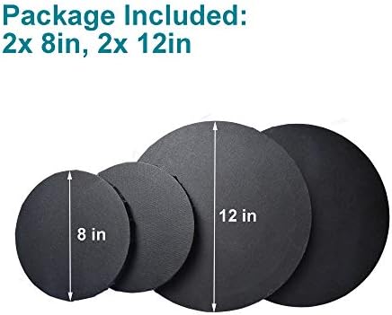 IVON 4pcs Black Round Canvas for Painting, 12'' & 8'' Stretched Circle Canvas Board for Oil Paint Acrylic Pouring