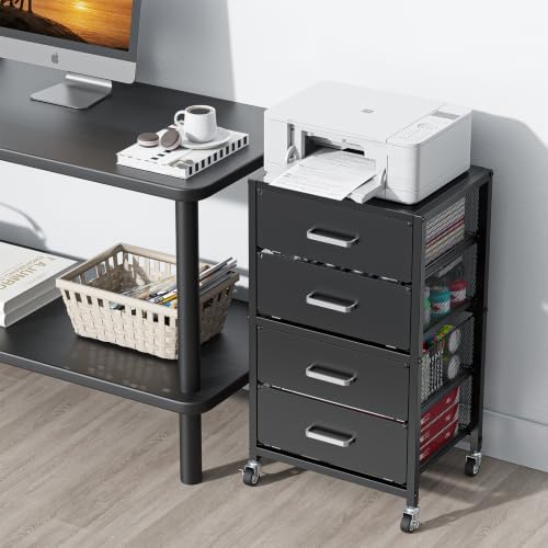 4-Drawers Metal Rolling Cart, Utility Storage Cart with Wheels