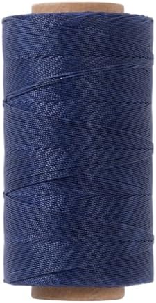 Round Waxed Polyester Thread 0.55mm, 440 Yards, Dark Blue, Stiff 3 Ply Leather Wax String for Hand Sewing, Beading, Knotting, Book Binding, Upholstery, Macrame Jewelry and Bracelets Making