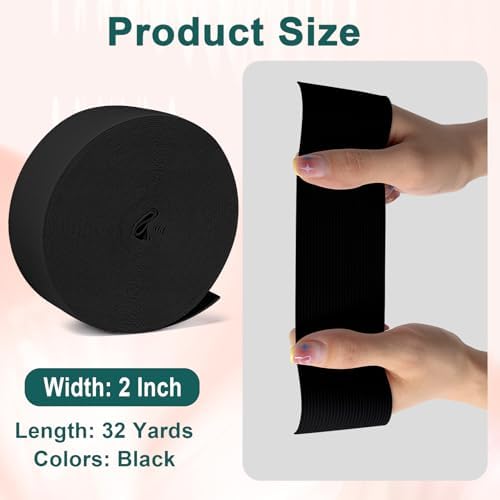 Airisoer Elastic Bands for Sewing 2 Inch x 32 Yards, Black