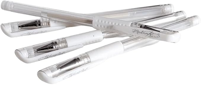 Madam Sew Heat Erasable White Fabric Marking Pen for Sewing and Quilting | Fabric Markers for Sewing, Embroidery, Dressmaking with 4 Pens | No Ghost Lines, Disappearing Ink for Precise Marking