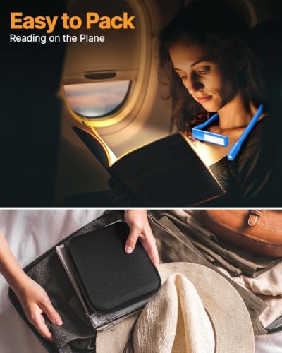Neck Book Light with Storage Case, 3 Color Dimmable Reading Light