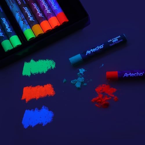 Artecho Neon Oil Pastels Set of 12 Colors (10 x 70 mm) | Soft Oil Pastels, For Art Painting, Drawing, Blending, For Artists, Beginners, Students, Teachers