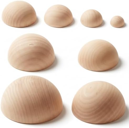 ZENFUN 8 Pcs 8 Sizes Half Round Pottery Tools Set, Wooden Ceramic Top Tool Clay Tools for Making Pottery Bowls and Plates, Wooden Split Balls Half-Round for DIY Crafts