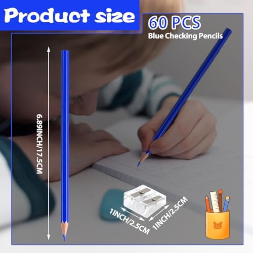 60 Pack Bulk Blue Colored Pencils for Kids, Pre-sharpened Art Pencils Back to School Supplies Set, Drawing Sketching Pencils for Students, Teachers, Classroom