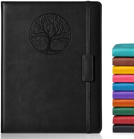 Biuwory B5 Leather Journal Notebook, 256 Lined Pages, Hardcover 7.8"×10.2" | Large Vintage Journal for Women Men,Work,School,Business,Travel Diary,Note taking,College Ruled Writing,Daily Journaling