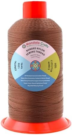 Mandala Crafts Size 138 420D T135 Brown Bonded Nylon Thread, 1250 YDs