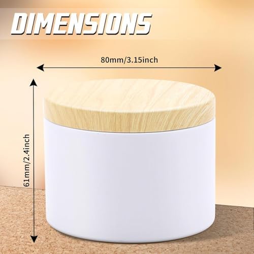 24-Pack 8oz Candle Tins with Wood-Grain Printing Lids, Metal Candle Jars for Candle Making, Empty Containers Vessels Bulk for Small Business & Beginners DIY Storage -Wood White