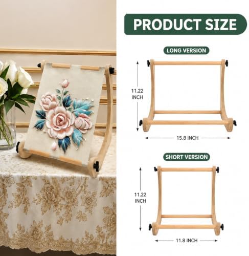 Adjustable Embroidery Table Stand with 2 Sizes Rods & Premium Accessories - Lap & Table Top Embroidery Hoop Holder,Cross Stitch Stand for Needlepoint, Sewing with Greater Stability