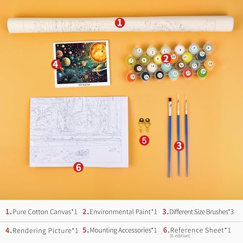 TUMOVO Adults Paint by Number Kits Planets & Vibrant Nebula Digital Art