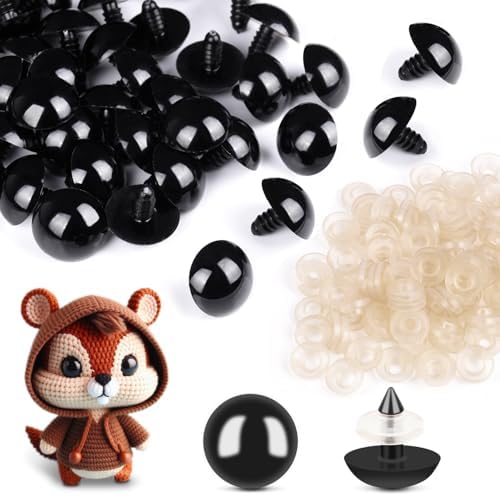 400Pcs Safety Eyes for Crochet Eyes Amigurumi， 14mm Safety Eyes for Stuffed Animals, 200pcs Washers whth 200pcs Plastic Craft Eyes for Crocheting Doll Eyes Making