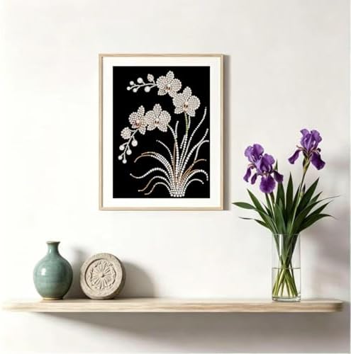 DIYBEADDOT Orchid Special Shape Diamond Pearl Painting Kits for Adults,5D Diamond Art Pearl Painting Kits for Beginner, Crystal Rhinestones Diamond Painting for Home Wall Decoration 12×16inch