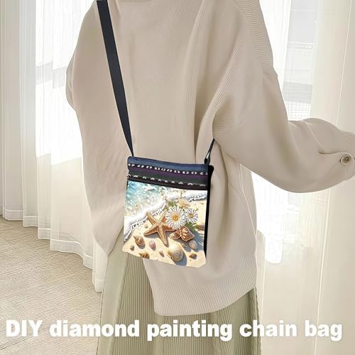 LSQFS Diamond Art Bags Crossbody Kit - DIY Diamond Painting Art Bag for Adults, Gem Art Craft Kits for Women, Stylish Diamond Art Projects Purse as Gift