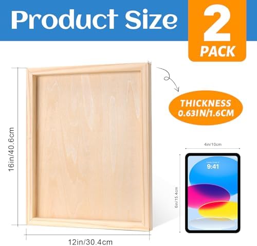 ESRICH 12x16 Inch Wood Panels for Painting, 2 Pack Craft Wood Canvas Boards, Blank Unfinished Wooden Art Board for DIY Art Creations Such as Painting, Acrylic Pouring, Resin, Burning, Collage, etc.